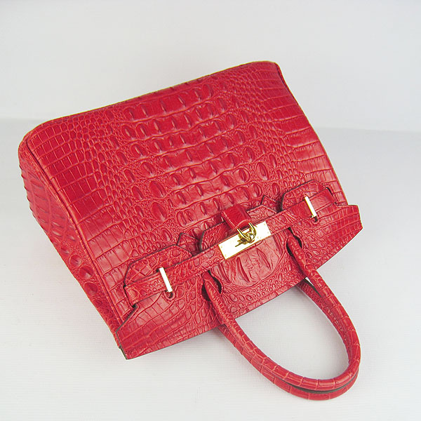 Replica Hermes Birkin 30CM Crocodile Head Veins Bag Red 6088 On Sale